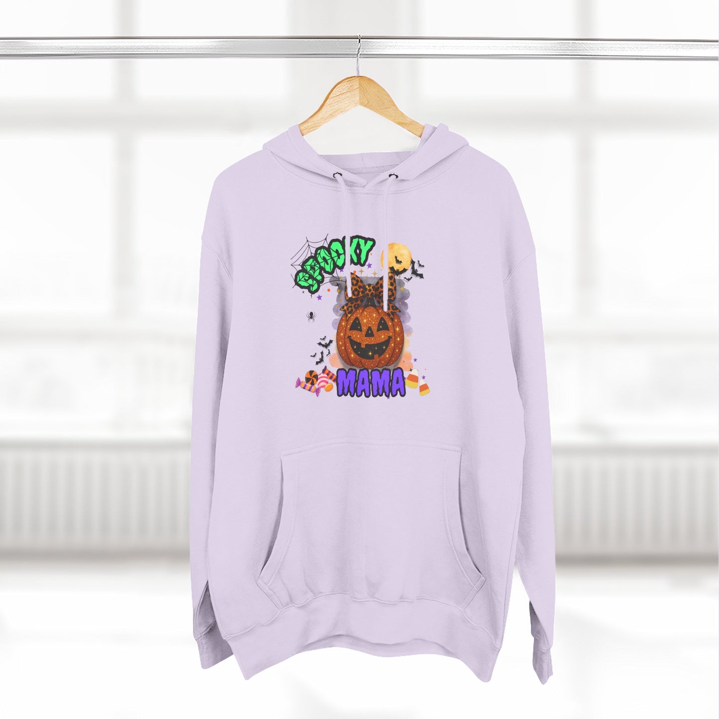 Spooky Mama Halloween Hoodie β Glitter Pumpkin with Leopard Bow, Fun Fall Sweatshirt for Moms