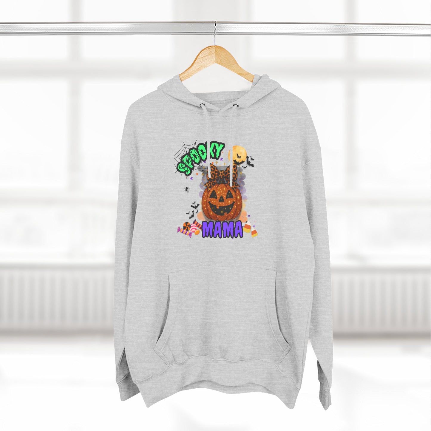 Spooky Mama Halloween Hoodie β Glitter Pumpkin with Leopard Bow, Fun Fall Sweatshirt for Moms