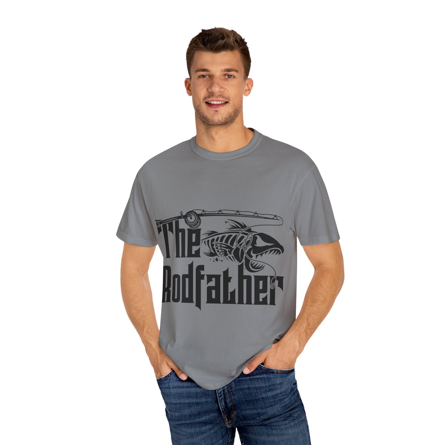 The Rodfather Fishing T-Shirt | Unisex Garment-Dyed Tee | Gift for Anglers, Fishing Trips, Father's Day, Casual Wear, Outdoor Adventures