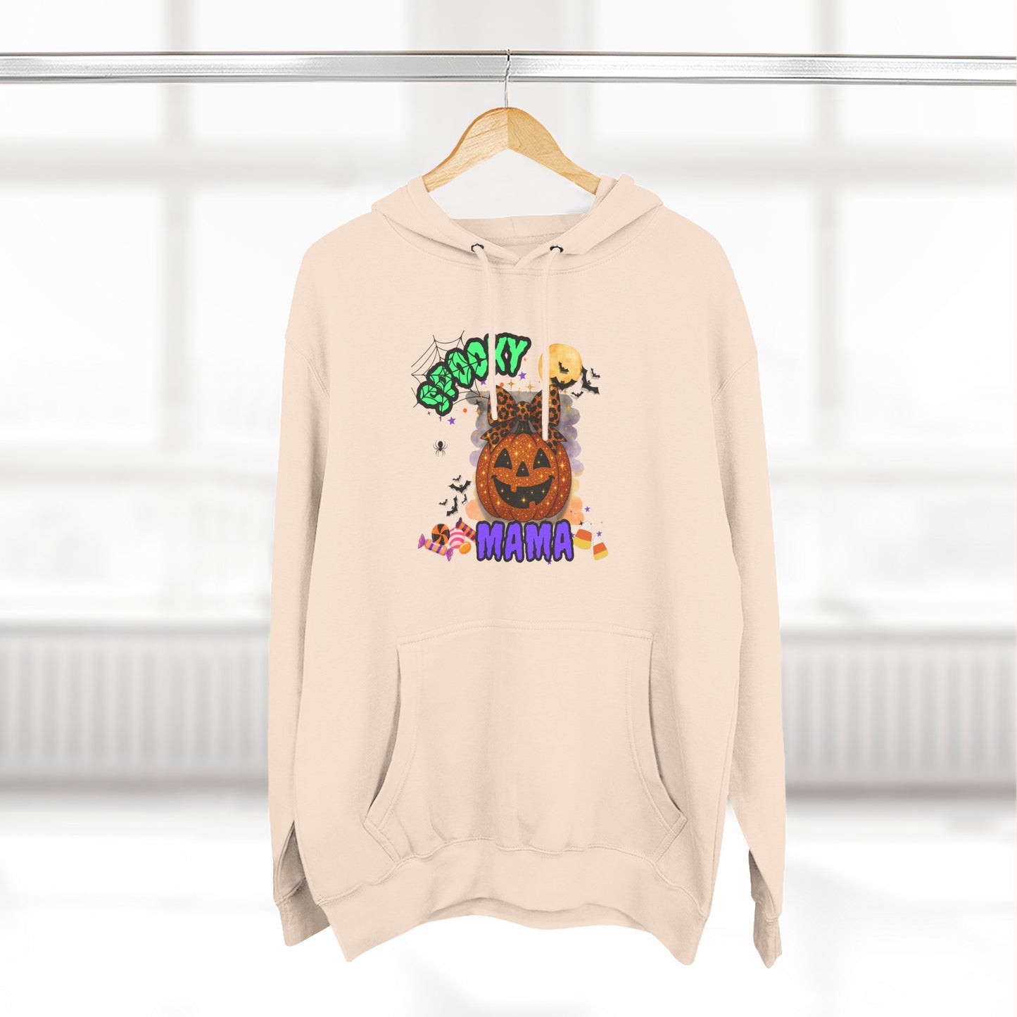 Spooky Mama Halloween Hoodie β Glitter Pumpkin with Leopard Bow, Fun Fall Sweatshirt for Moms