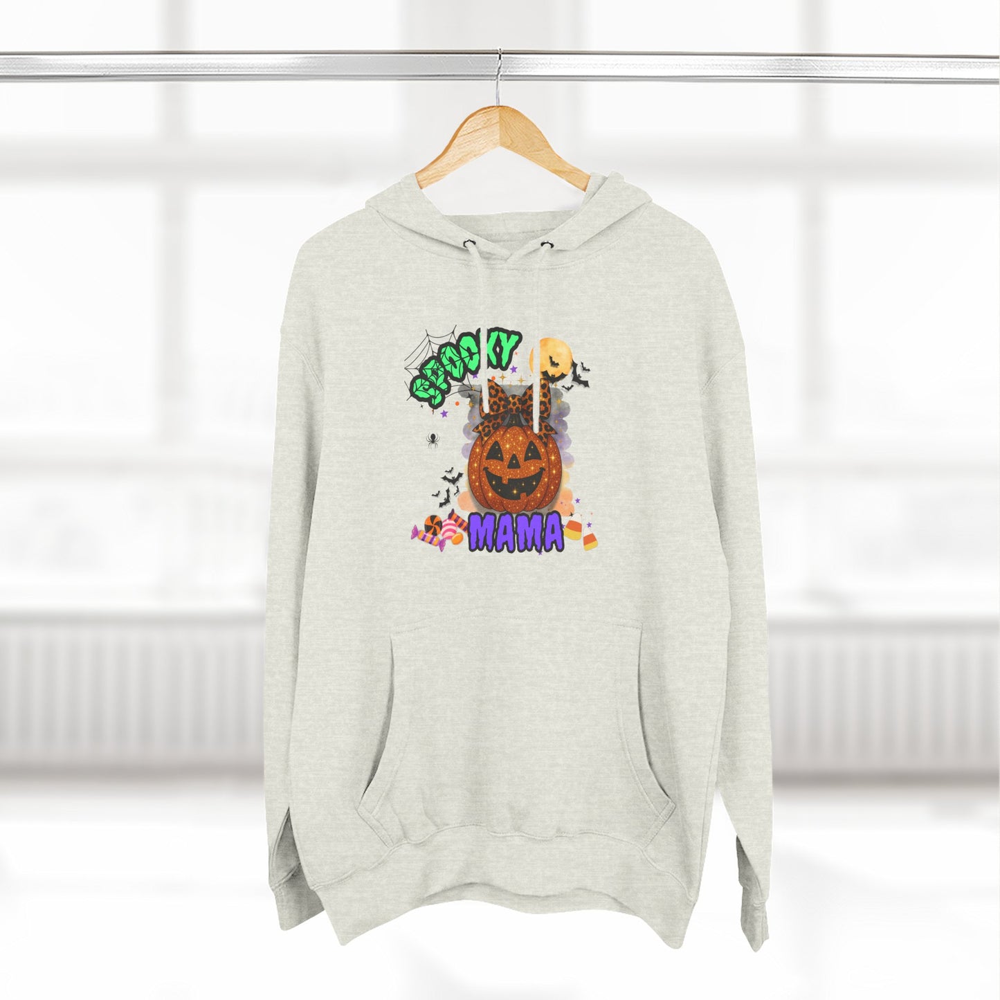 Spooky Mama Halloween Hoodie β Glitter Pumpkin with Leopard Bow, Fun Fall Sweatshirt for Moms