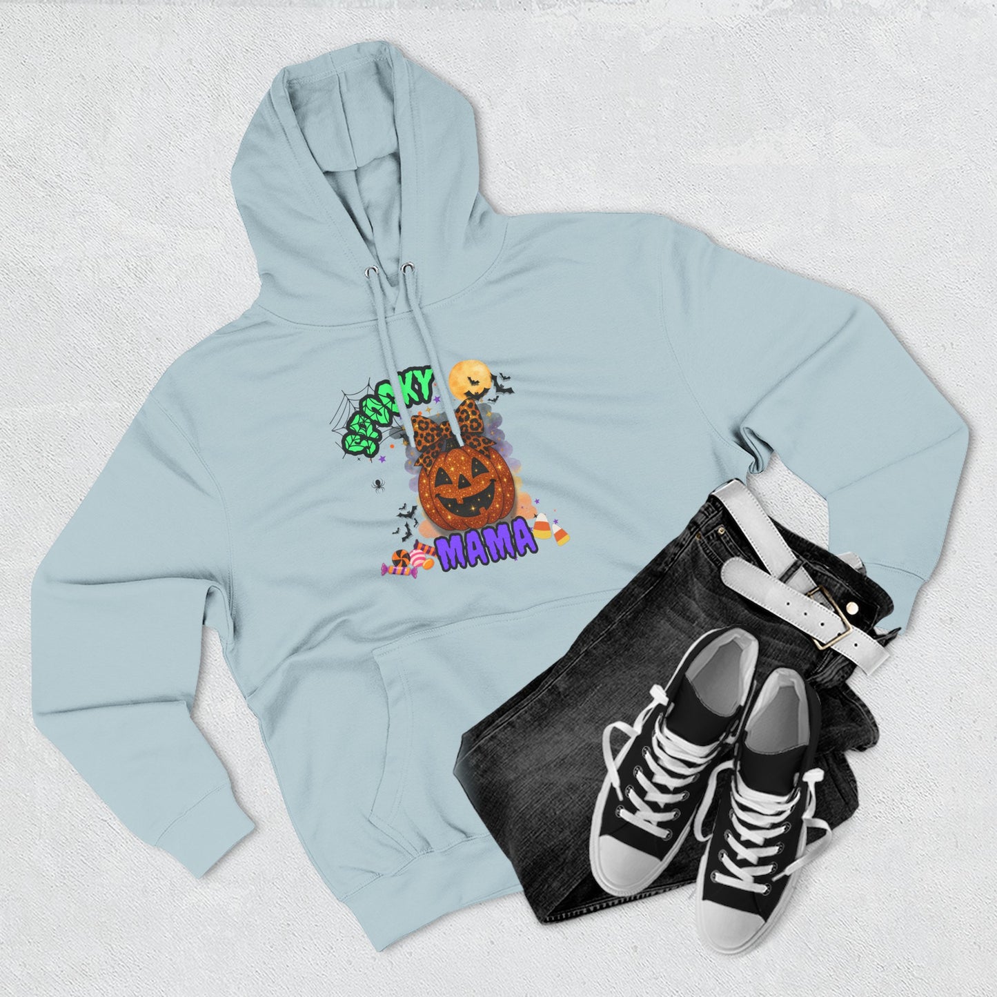 Spooky Mama Halloween Hoodie β Glitter Pumpkin with Leopard Bow, Fun Fall Sweatshirt for Moms