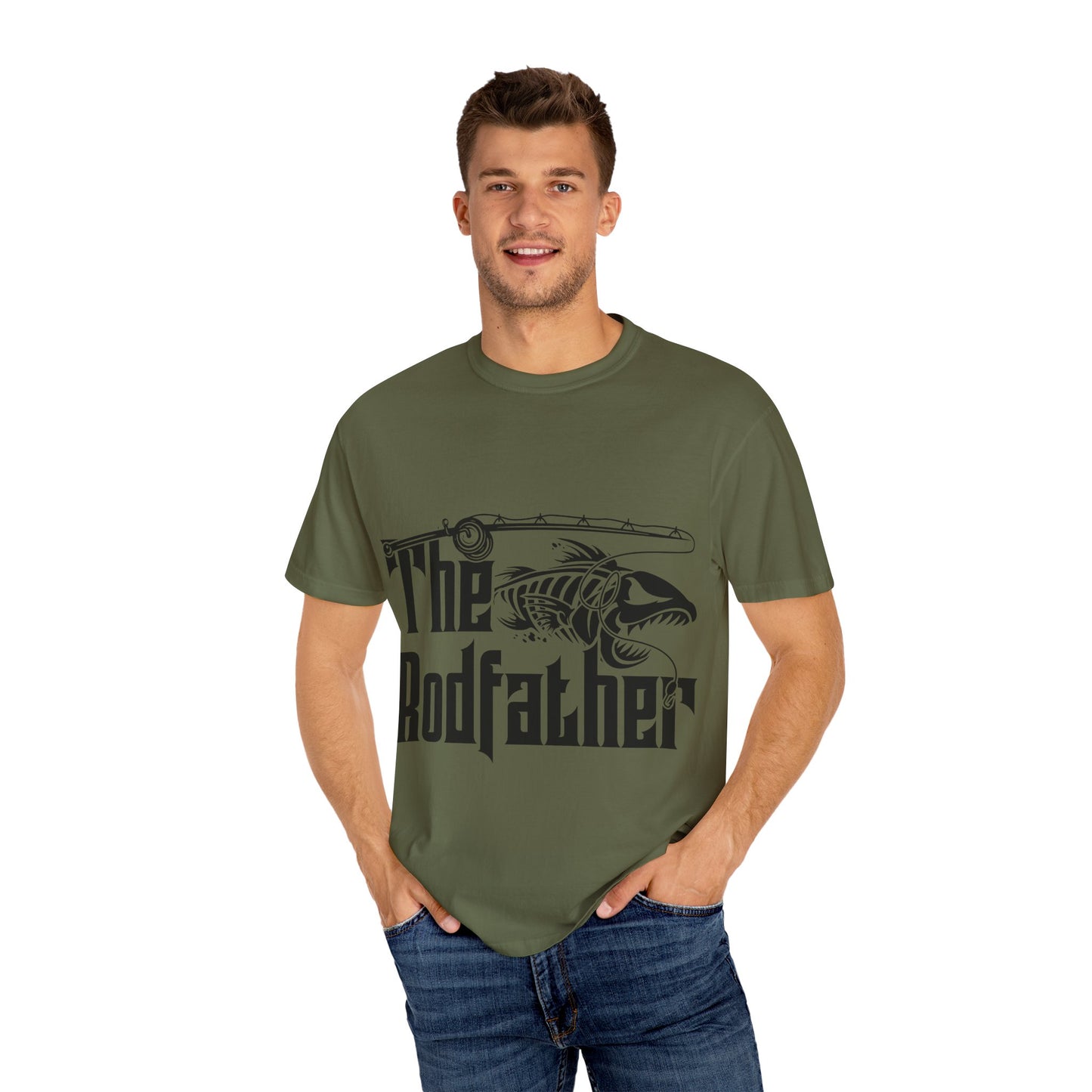 The Rodfather Fishing T-Shirt | Unisex Garment-Dyed Tee | Gift for Anglers, Fishing Trips, Father's Day, Casual Wear, Outdoor Adventures