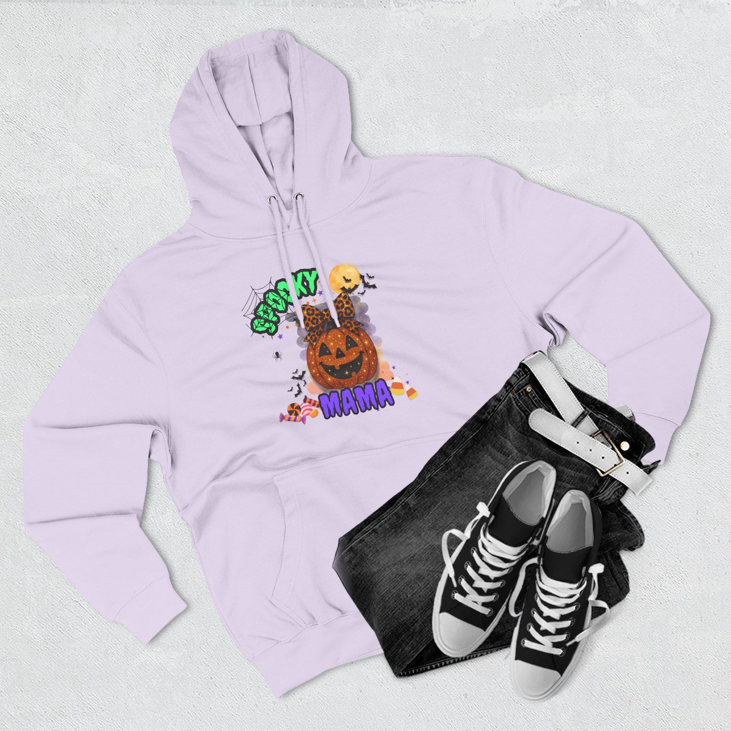 Spooky Mama Halloween Hoodie β Glitter Pumpkin with Leopard Bow, Fun Fall Sweatshirt for Moms
