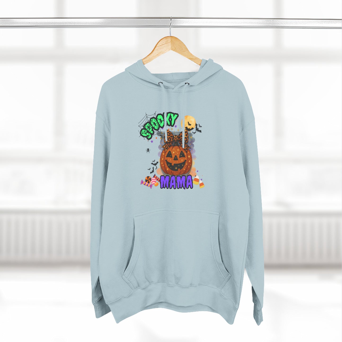 Spooky Mama Halloween Hoodie β Glitter Pumpkin with Leopard Bow, Fun Fall Sweatshirt for Moms