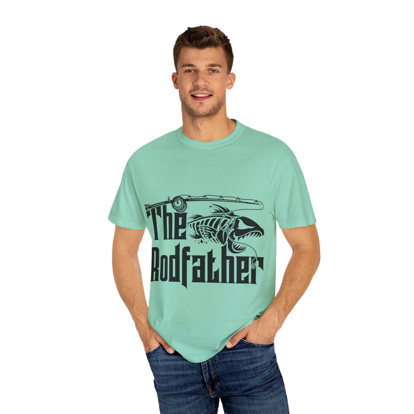 The Rodfather Fishing T-Shirt | Unisex Garment-Dyed Tee | Gift for Anglers, Fishing Trips, Father's Day, Casual Wear, Outdoor Adventures