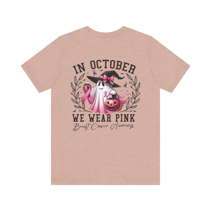 🎀 In October We Wear Pink | Breast Cancer Awareness Halloween Tee