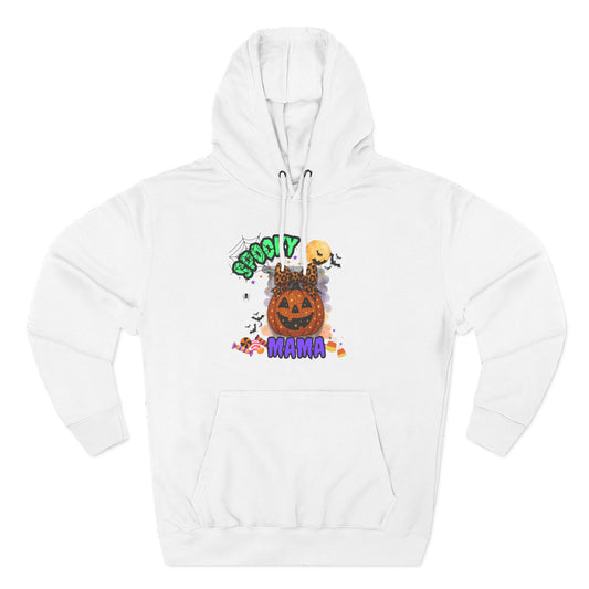 Spooky Mama Halloween Hoodie – Glitter Pumpkin with Leopard Bow, Fun Fall Sweatshirt for Moms