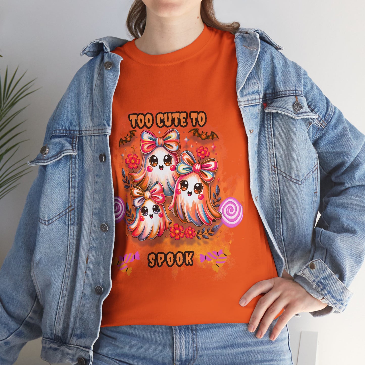 👻 Too Cute to Spook | Halloween Ghost Candy Tee