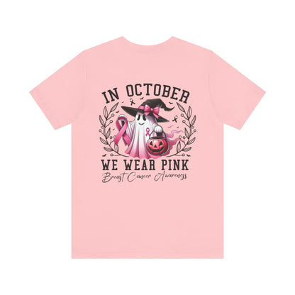 🎀 In October We Wear Pink | Breast Cancer Awareness Halloween Tee
