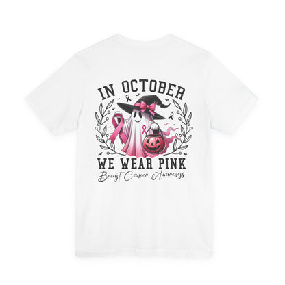 🎀 In October We Wear Pink | Breast Cancer Awareness Halloween Tee