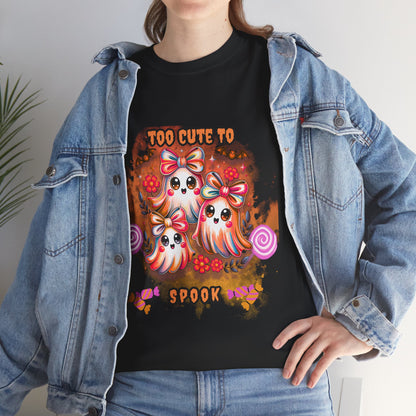 👻 Too Cute to Spook | Halloween Ghost Candy Tee