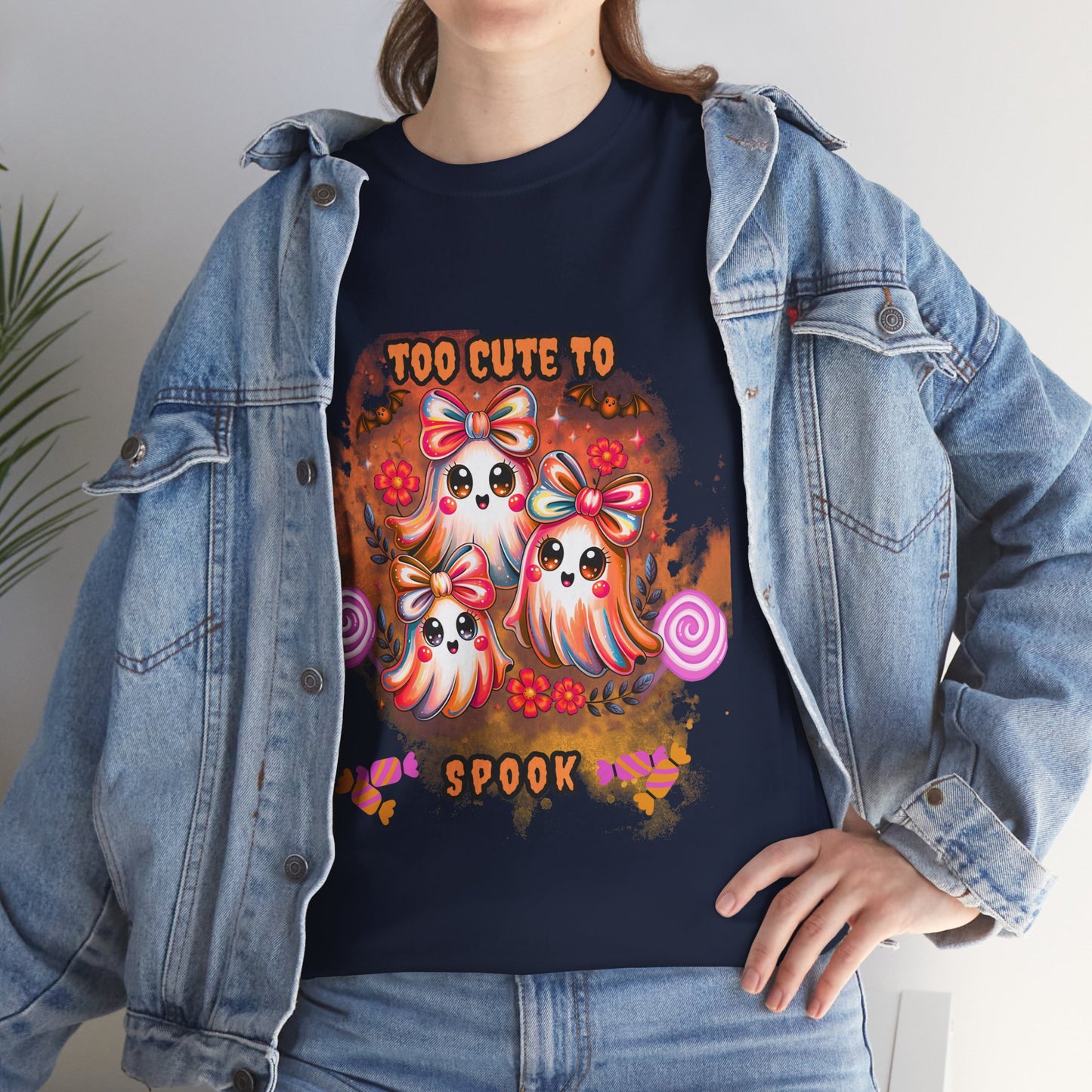 👻 Too Cute to Spook | Halloween Ghost Candy Tee
