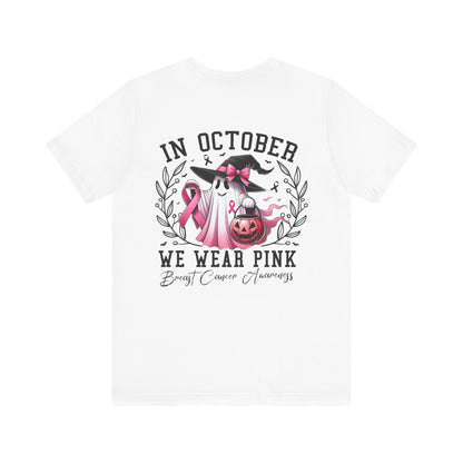 🎀 In October We Wear Pink | Breast Cancer Awareness Halloween Tee