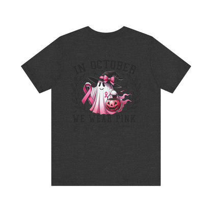 🎀 In October We Wear Pink | Breast Cancer Awareness Halloween Tee