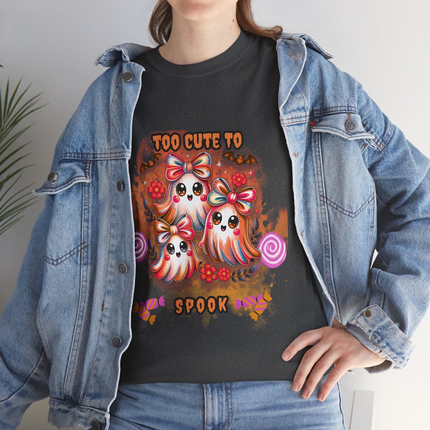 👻 Too Cute to Spook | Halloween Ghost Candy Tee