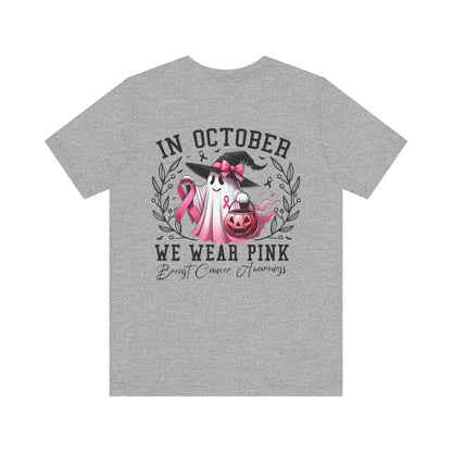 🎀 In October We Wear Pink | Breast Cancer Awareness Halloween Tee